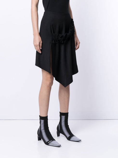 gathered detail asymmetric skirt